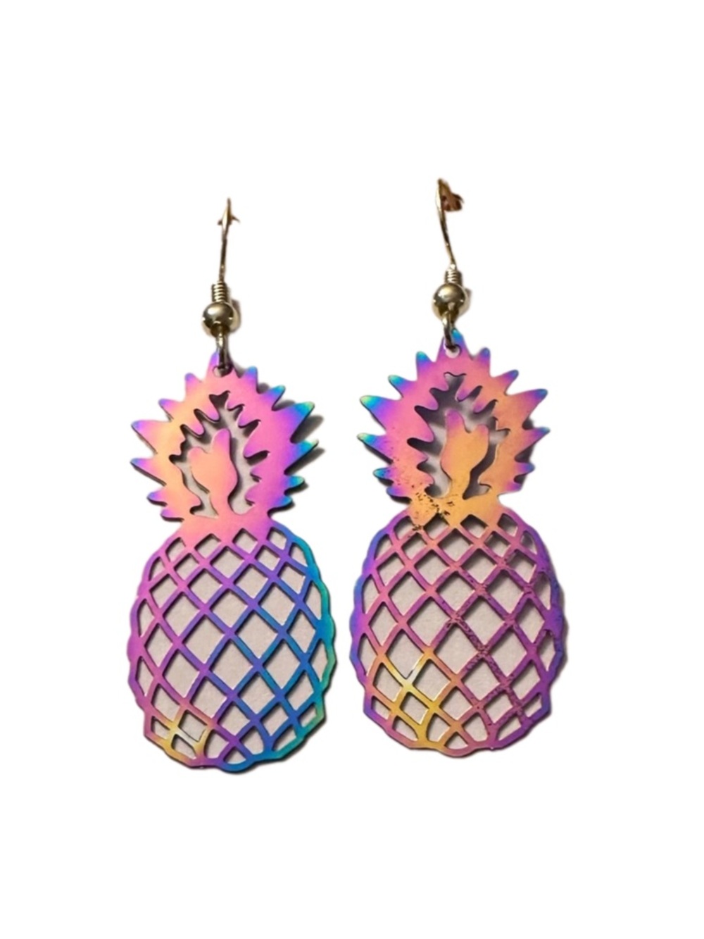 Pineapple earrings rainbow handmade